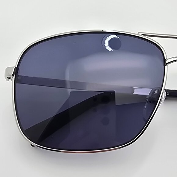 Calvin Klein R163S 045 Silver Frame Dark Blue Lens Aviator Sunglasses w/ Case - Picture 14 of 16